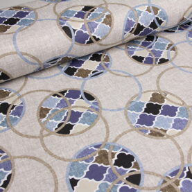 Ткань скатертная с тефлоновой пропиткой Марокканские круги Синий