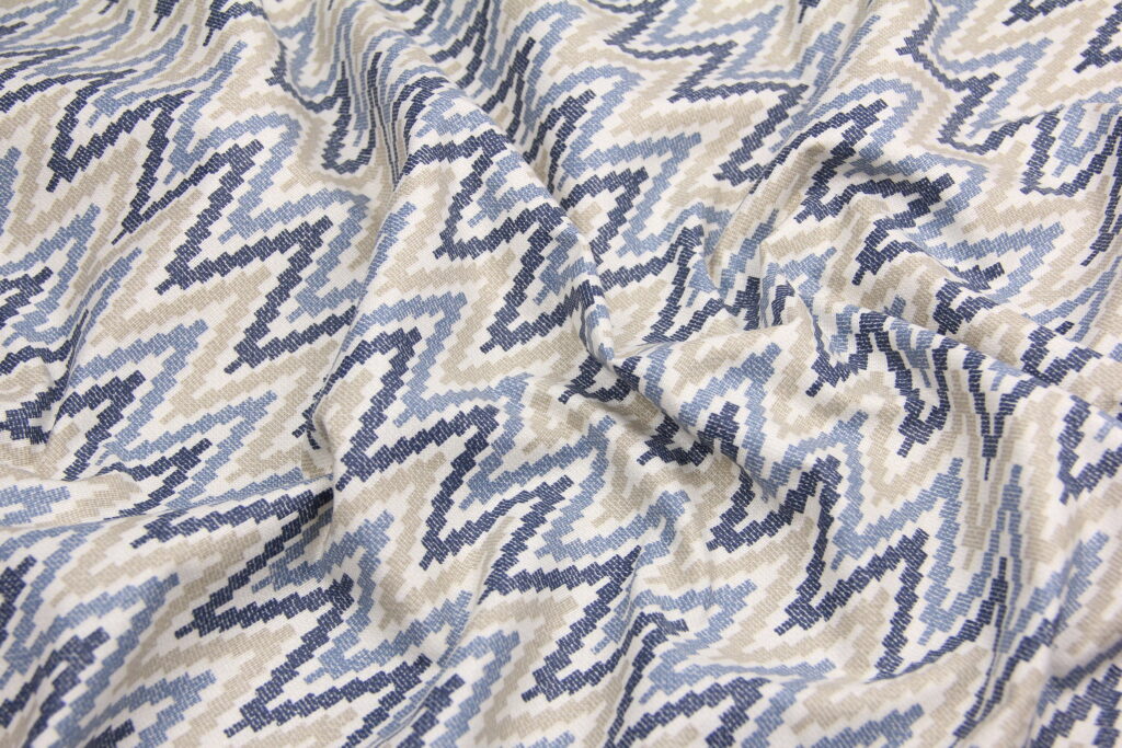 Ткань скатертная с тефлоновой пропиткой Марокканские зигзаги Синий