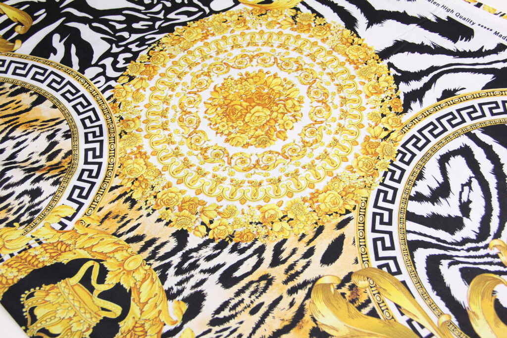 Ткань Сатин набивной Стиль Версаче Желтый, Турция, ширина 240 см