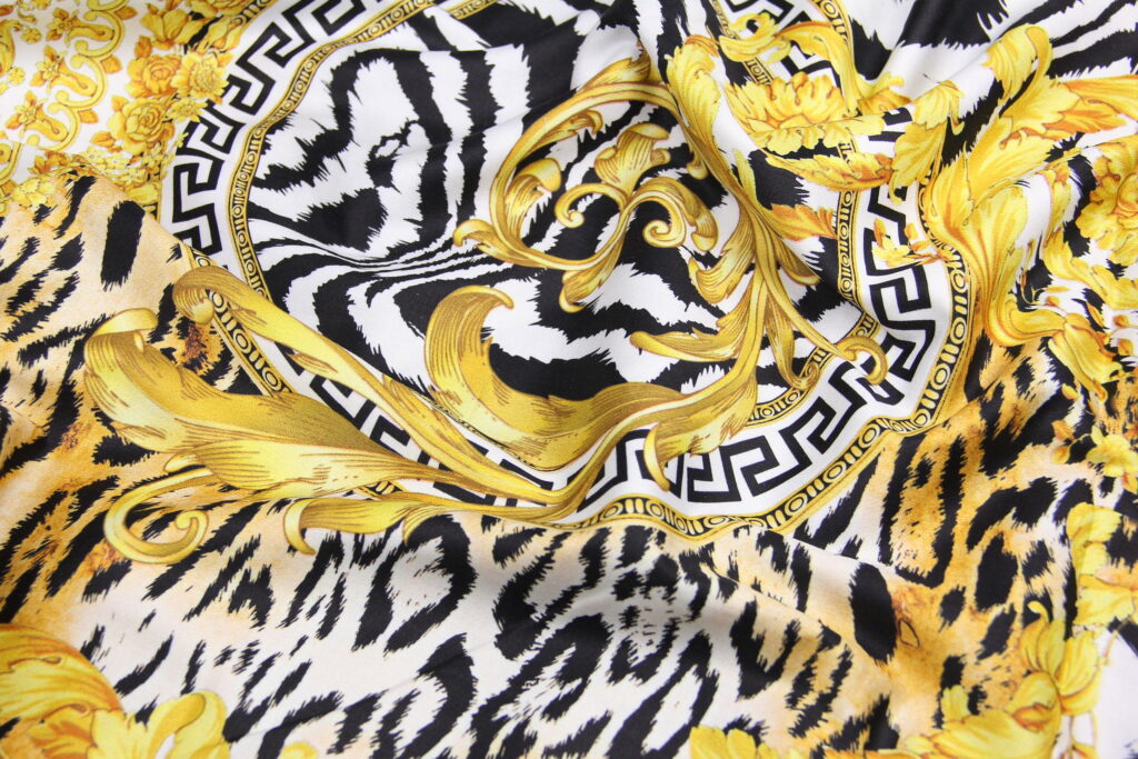 Ткань Сатин набивной Стиль Версаче Желтый, Турция, ширина 240 см
