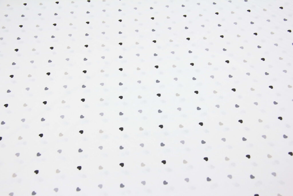 Ткань Ранфорс Маленькие сердечки Черный и бежевый, Турция, ширина 240 см, плотность 135 г/м2