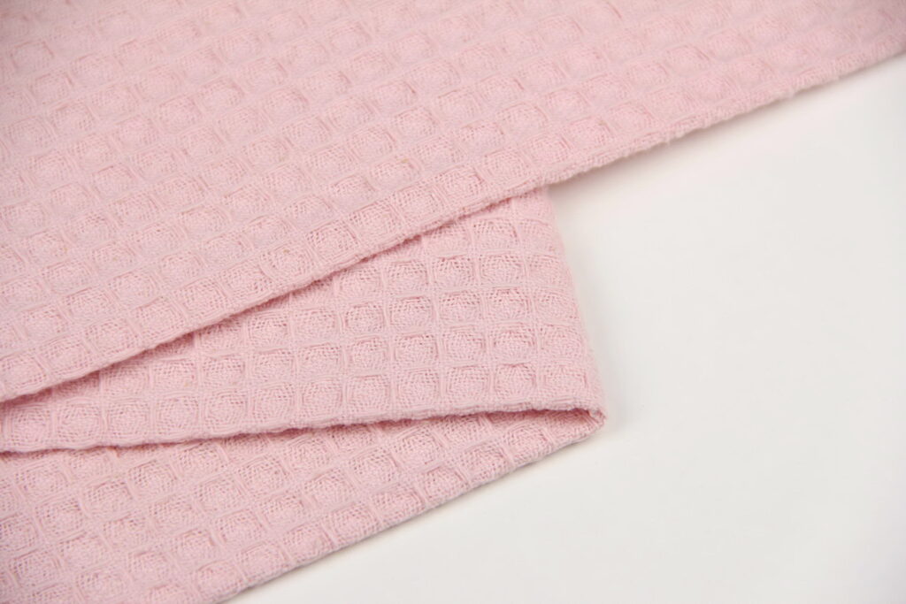 Ткань Вафельное полотно Розово-пудровый, Турция, ширина 235 см, плотность 217 г/м2