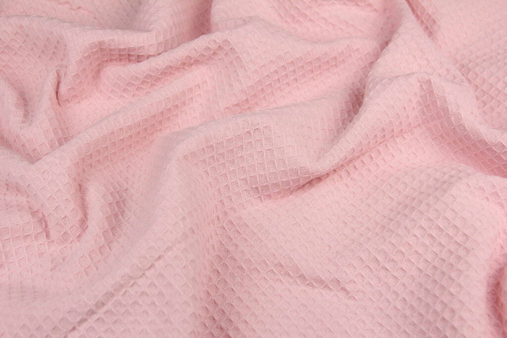 Ткань Вафельное полотно Розово-пудровый, Турция, ширина 235 см, плотность 217 г/м2