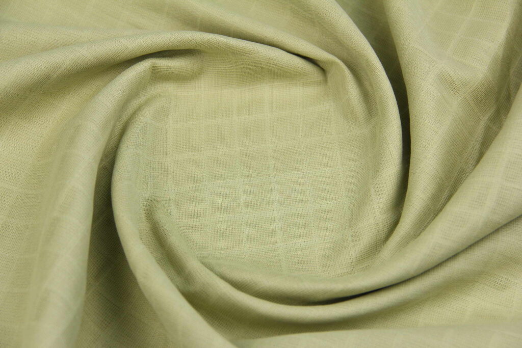 Ткань Муслин клеточка Оливковый, Турция, плотность 120 г/м2, ширина 160 см