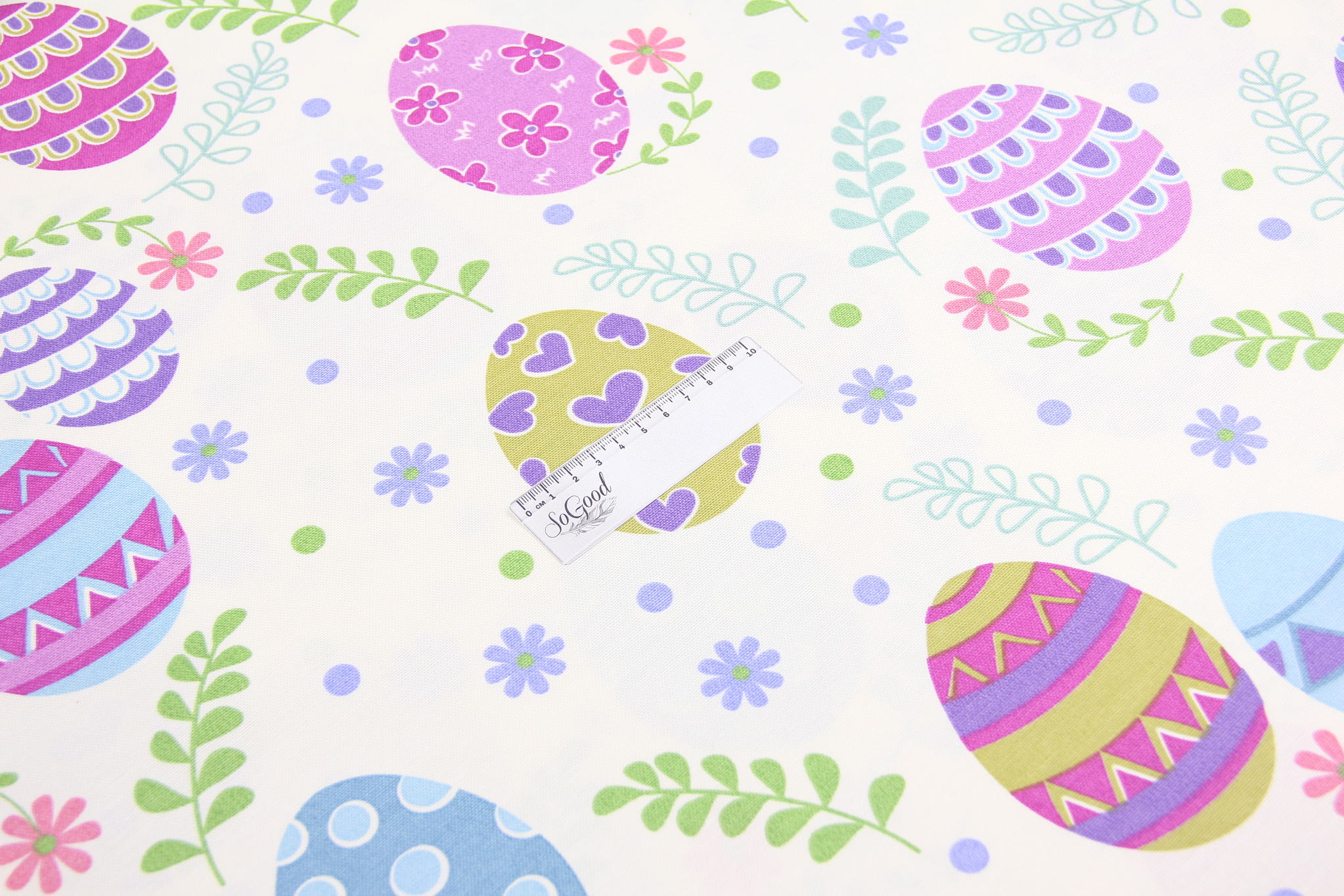Ткань скатертная с тефлоновой пропиткой Пасхальные яйца Голубой