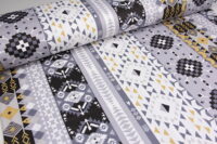 Тканина скатертна з тефлоновим просоченням Традиційний килим Сірий та жовтий