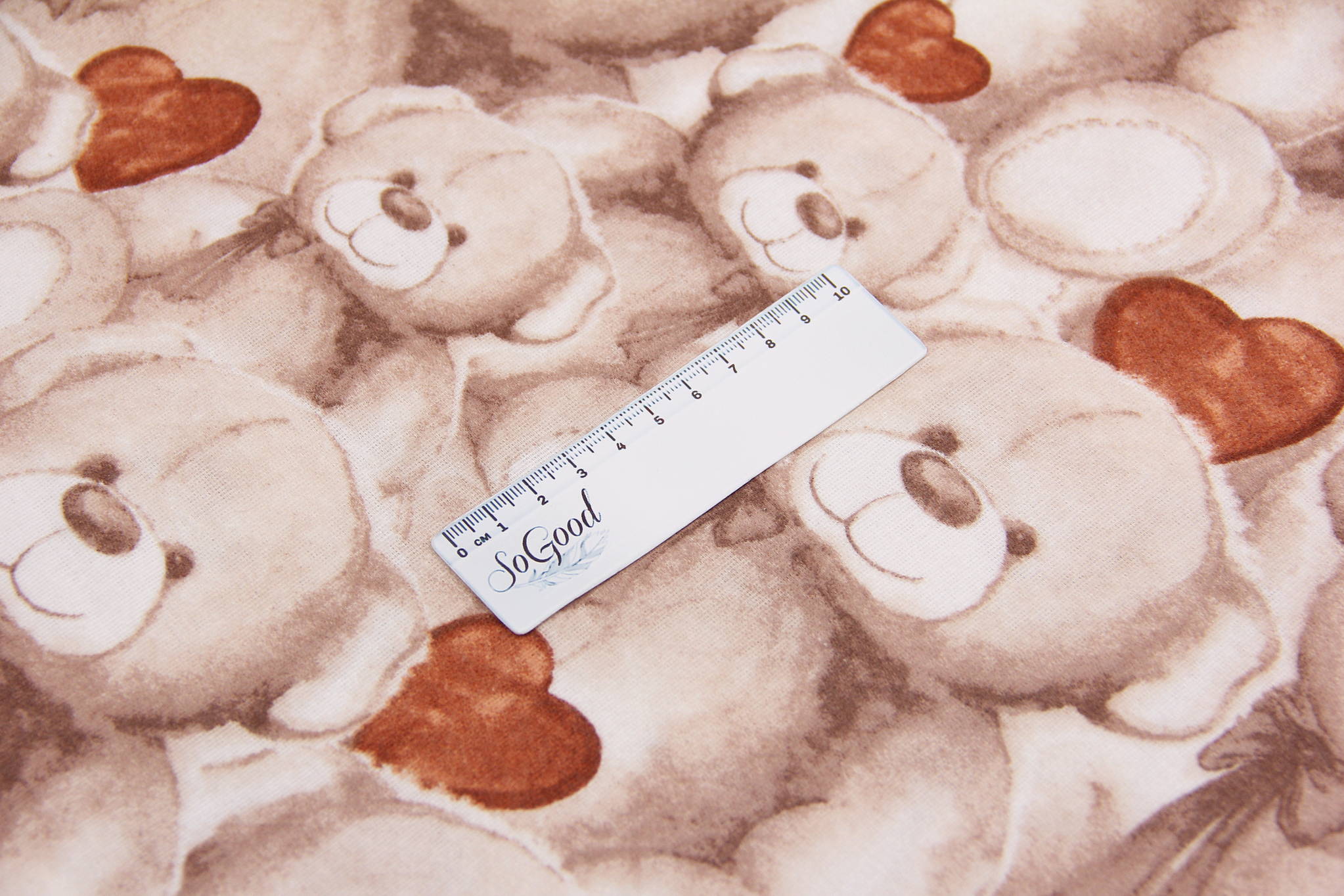 Ткань Фланель Мишка Тедди Бежево-охристый, Турция, ширина 240 см, плотность 160 г/м2