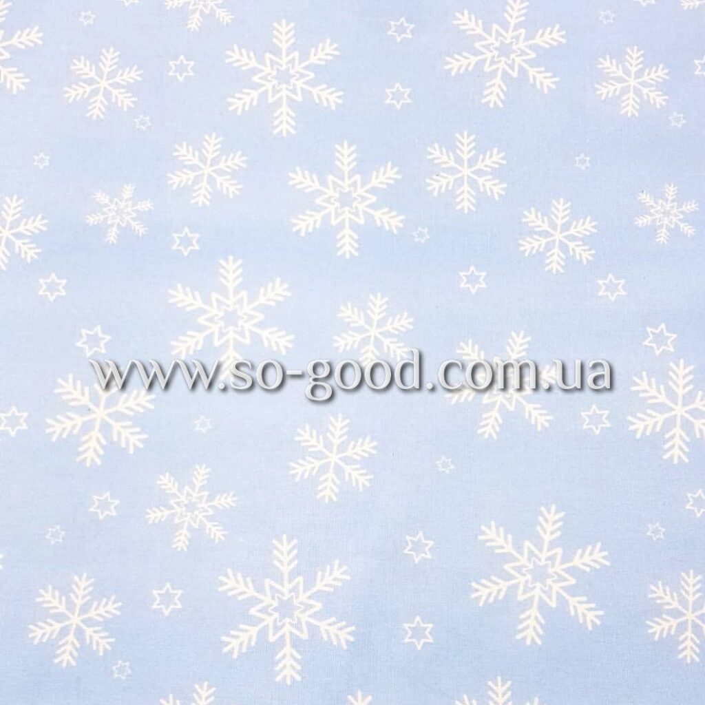 Ткань Фланель Снежинки Голубой 240 см. пог. м.