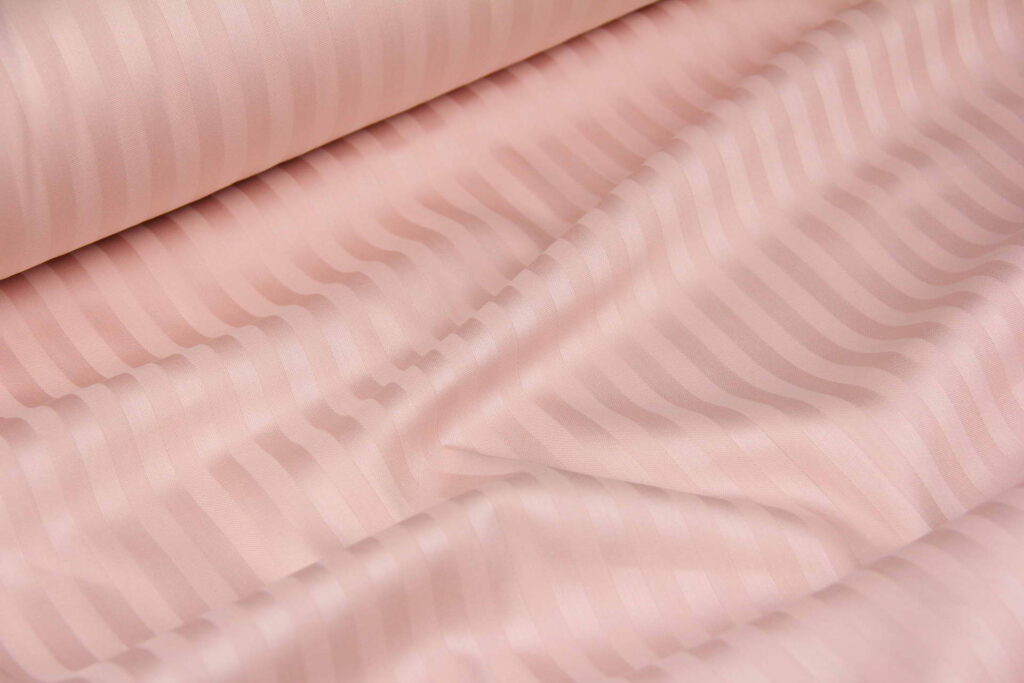 Ткань Страйп-сатин премиум SSG264376 Жемчужный розовый, Турция, ширина 240см, плотность 140 г/м2