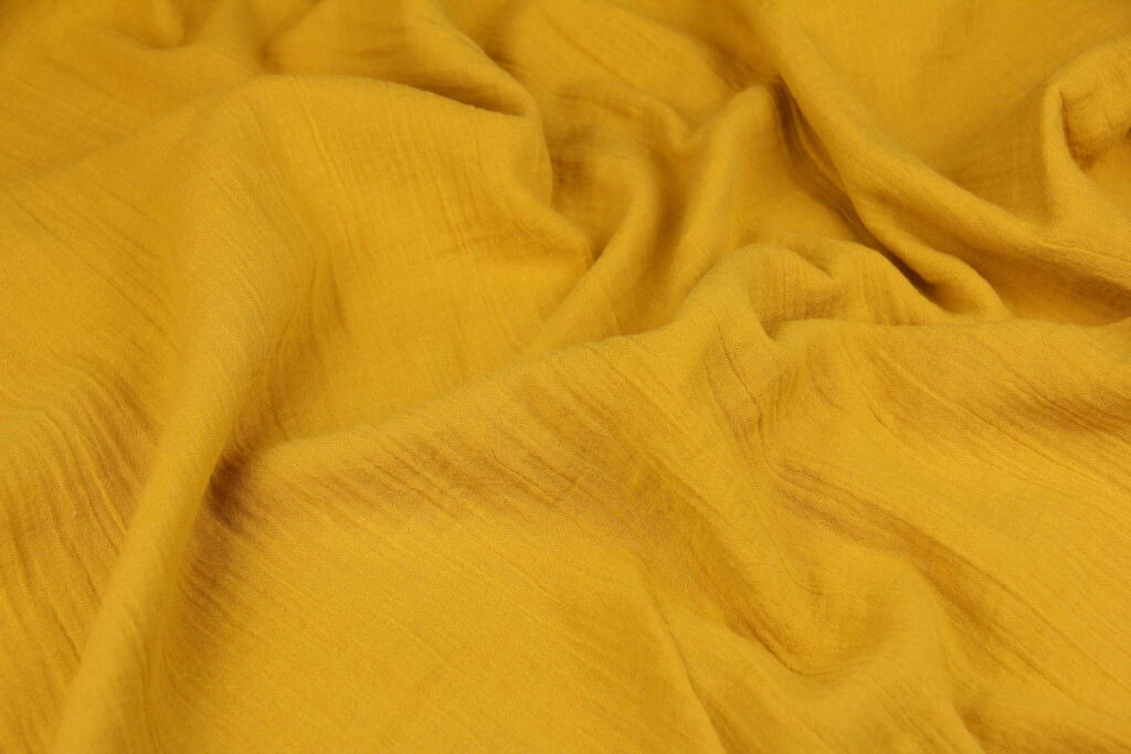 Ткань Муслин жатый двухслойный Горчица, Турция, плотность 160 г/м2