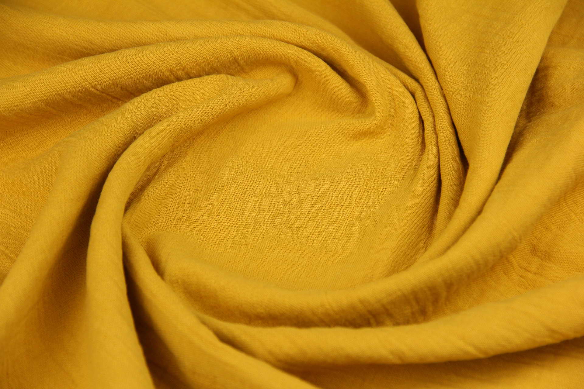 Ткань Муслин жатый двухслойный Горчица, Турция, плотность 160 г/м2