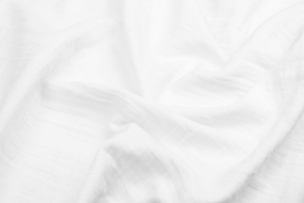 Ткань Муслин жатый двухслойный Белый, Турция, плотность 125 г/м2, ширина 160 см