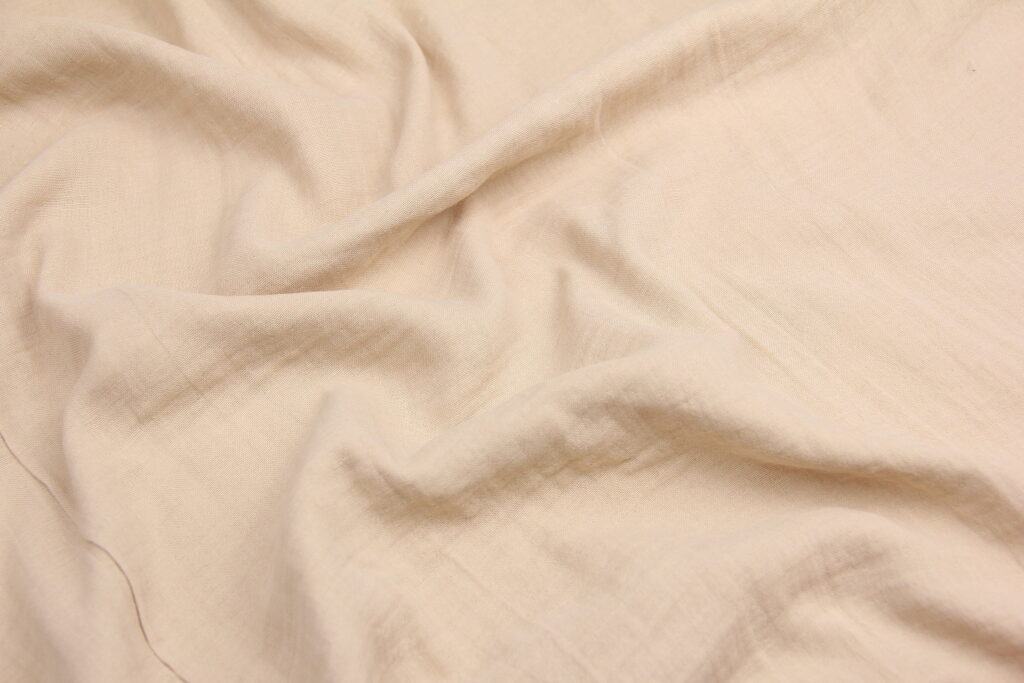 Ткань Муслин жатый двухслойный Карамель, Турция, плотность 125 г/м2, ширина 160 см