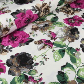 Ткань скатертная с тефлоновой пропиткой Цветы большие Пурпурный