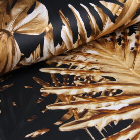 Ткань Сатин набивной Золото джунглей на черном, Турция, ширина 240 см
