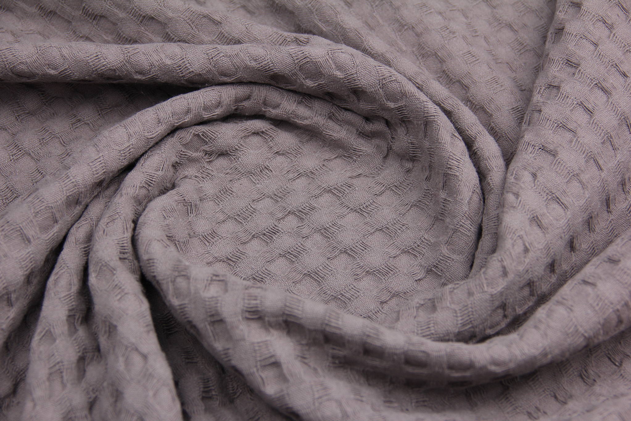 Ткань Вафельное полотно Бассейн Муссон Серый, Турция, ширина 235 см, плотность 265 г/м2