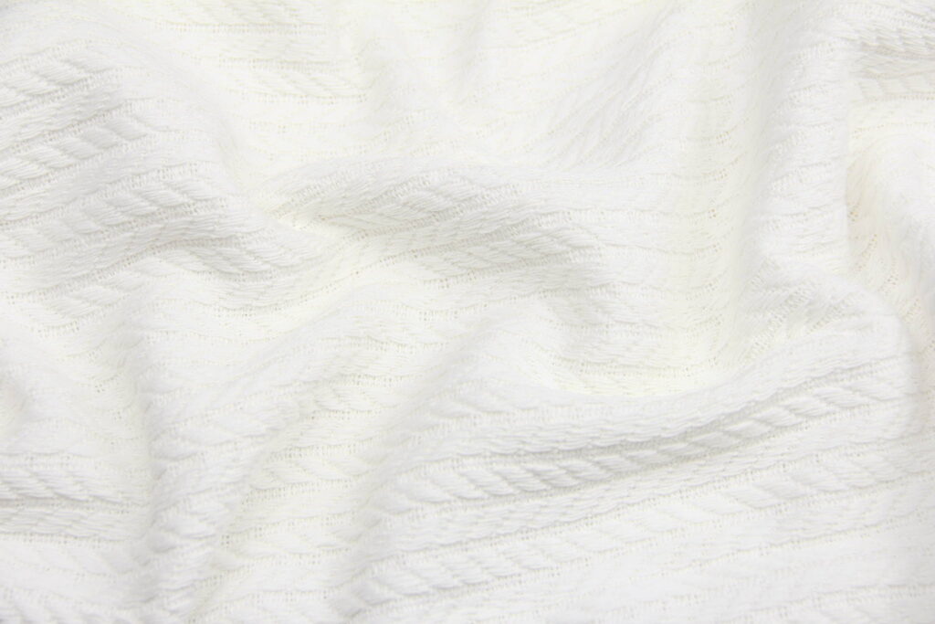 Ткань Пике Косичка Молочный, плотность 310 г/м2, ширина 240 см