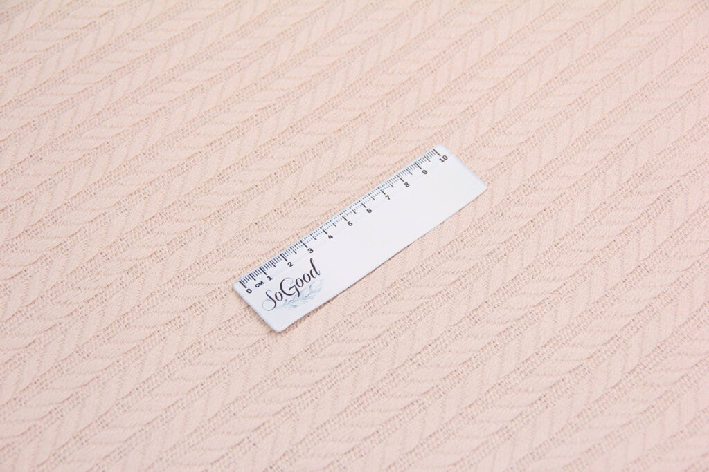 Ткань Пике Косичка Перломутрово-розовый, плотность 310 г/м2, ширина 240 см