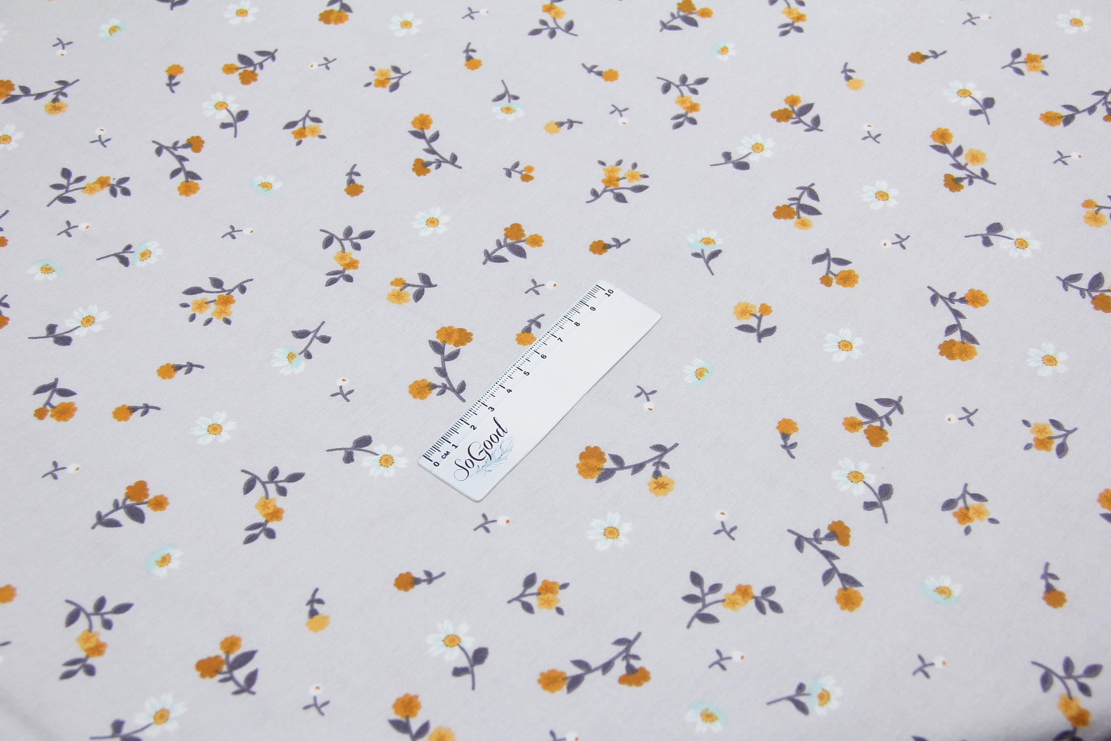 Ткань Фланель Цветочное конфетти Серый, Турция, ширина 240 см, плотность 160 г/м2