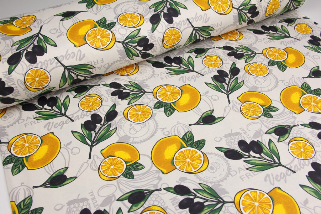 Ткань скатертная с тефлоновой пропиткой Маслины и лимон