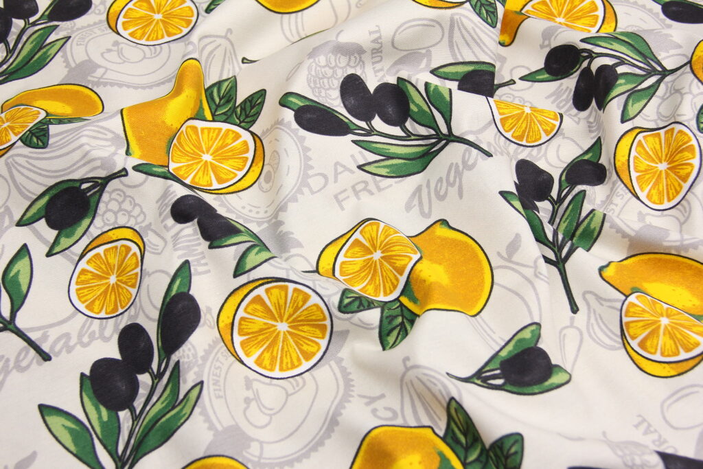 Ткань скатертная с тефлоновой пропиткой Маслины и лимон