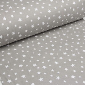 Ткань Фланель Звезды белые на бежевом, Турция, ширина 240 см, плотность 160 г/м2