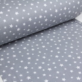 Фланель постельная Звезды белые на сером, Турция, ширина 240 см, плотность 160 г/м2