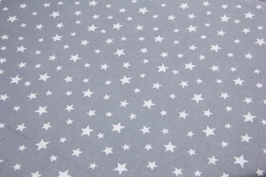 Фланель постельная Звезды белые на сером, Турция, ширина 240 см, плотность 160 г/м2