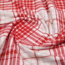 Отрез ткани Фланель Клетка новогодняя Красный и бежевый на белом, Турция, ширина 240 см, плотность 1
