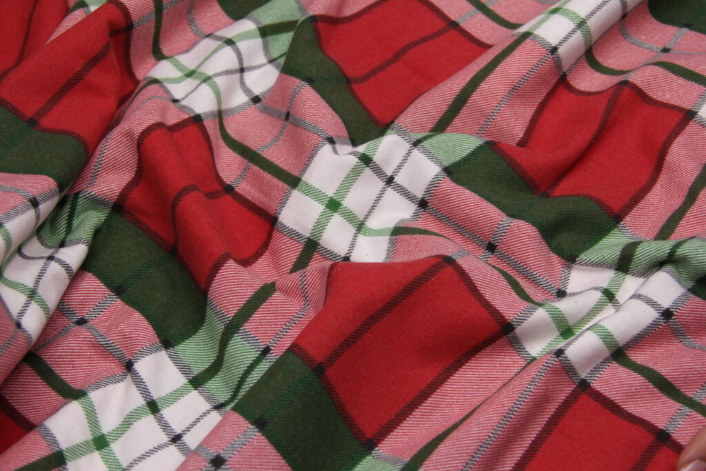 Ткань Фланель Клетка S1 Красный и зеленый, Турция, ширина 240 см, плотность 160 г/м2