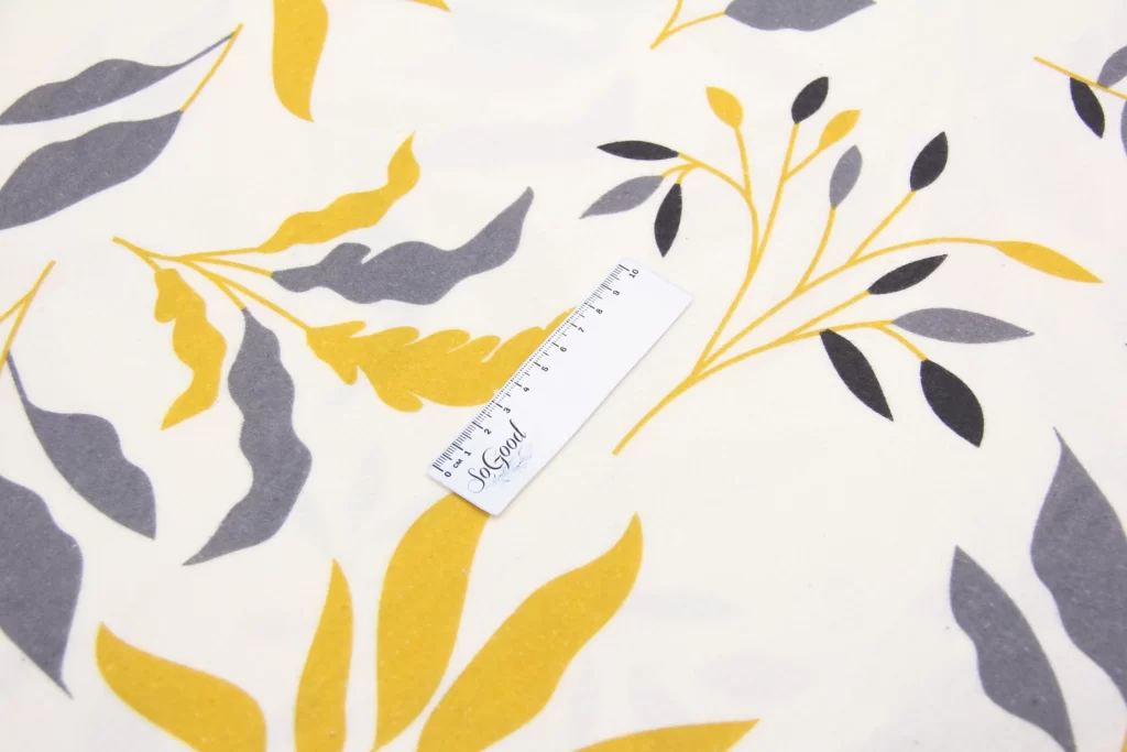 Отрез ткани Фланель Листья ивы Серый и желтий, Турция, ширина 240 см, плотность 160 г/м2¶Ткань Флане