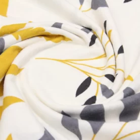 Отрез ткани Фланель Листья ивы Серый и желтий, Турция, ширина 240 см, плотность 160 г/м2¶Ткань Флане