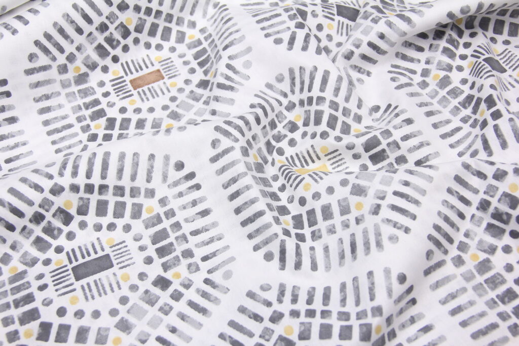 Ткань Ранфорс Абстрактные соты Серый, Турция, ширина 240 см, плотность 135 г/м2