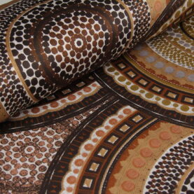 Ткань Сатин набивной Калейдоскоп Коричневый, Турция, ширина 240 см