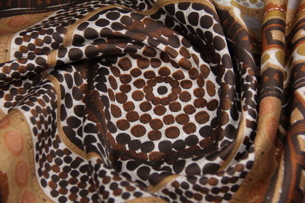 Ткань Сатин набивной Калейдоскоп Коричневый, Турция, ширина 240 см