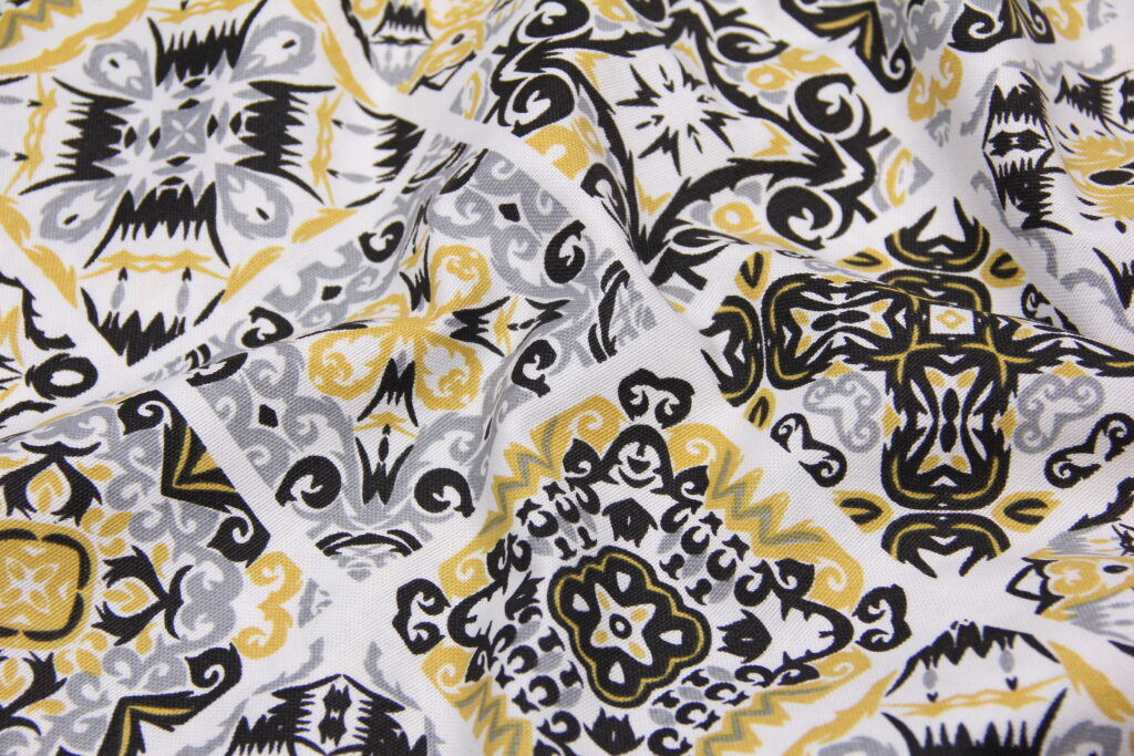 Ткань скатертная с тефлоновой пропиткой Плитка Серый и желтый