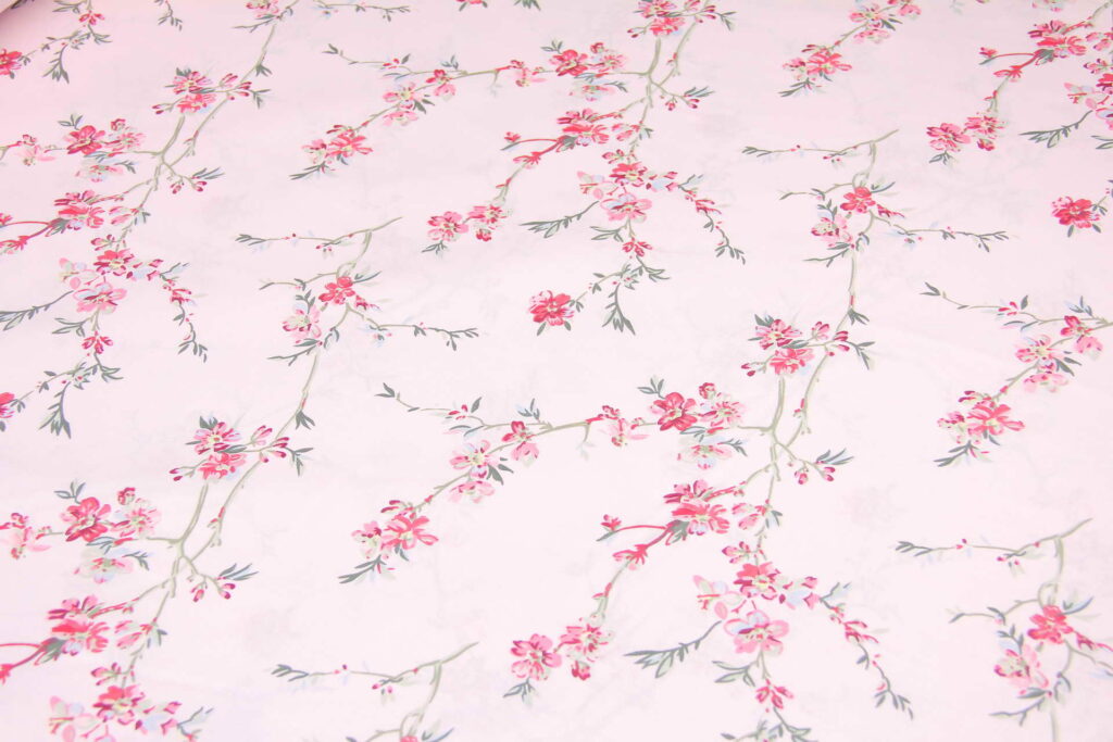 Ткань Ранфорс Цветок вишни Розовый на розовом, Турция, ширина 240 см, плотность 135 г/м2