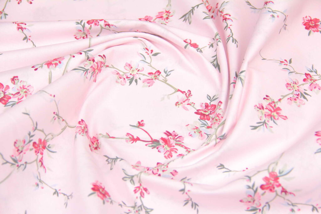 Ткань Ранфорс Цветок вишни Розовый на розовом, Турция, ширина 240 см, плотность 135 г/м2