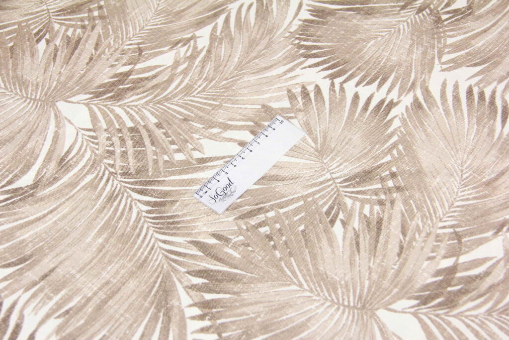 Ткань скатертная с тефлоновой пропиткой Листья пальмы Бежевый V11