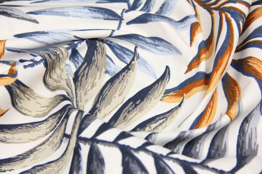 Ткань скатертная с тефлоновой пропиткой Листья пальмы Пепельно-оранжевый V1