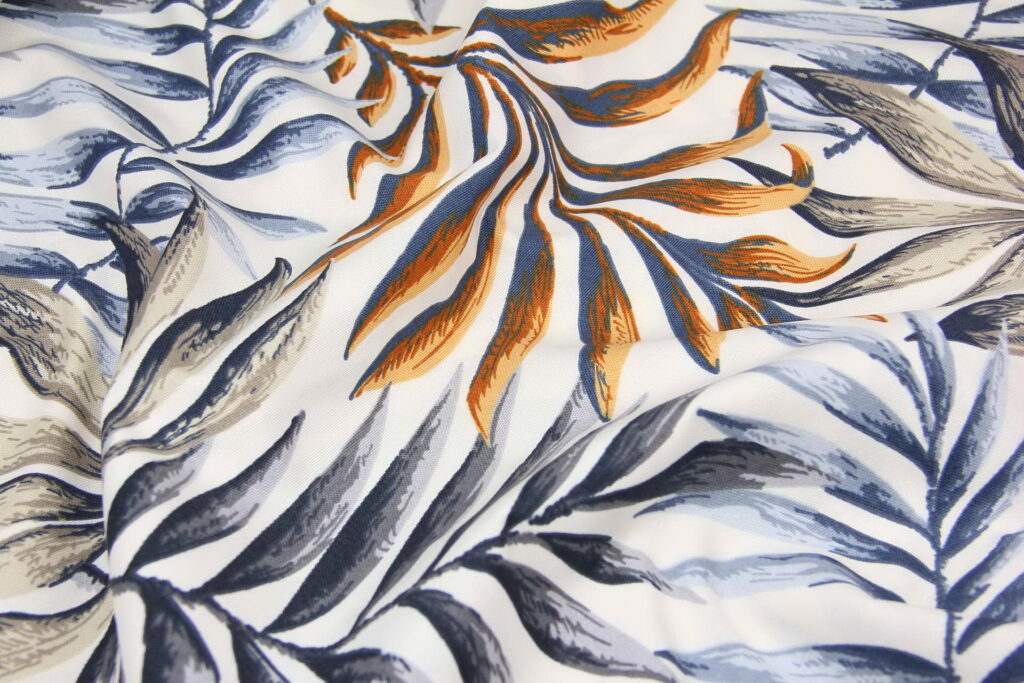 Ткань скатертная с тефлоновой пропиткой Листья пальмы Пепельно-оранжевый V1