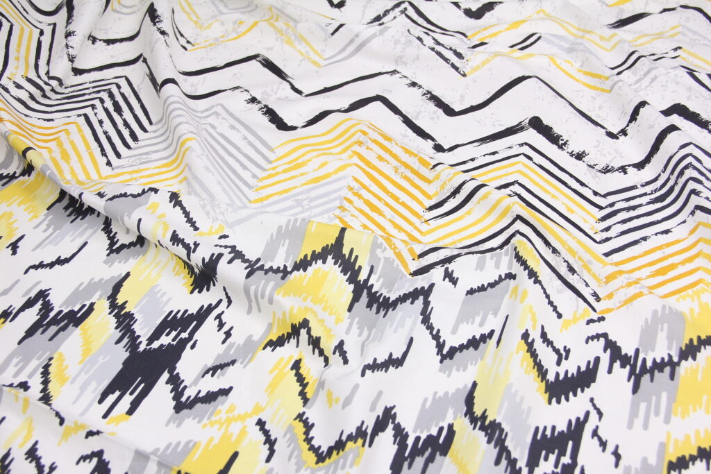 Ткань Ранфорс Симфония Желтый и серый, Турция, ширина 240 см, плотность 135 г/м2