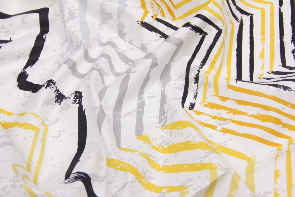 Ткань Ранфорс Симфония Желтый и серый, Турция, ширина 240 см, плотность 135 г/м2