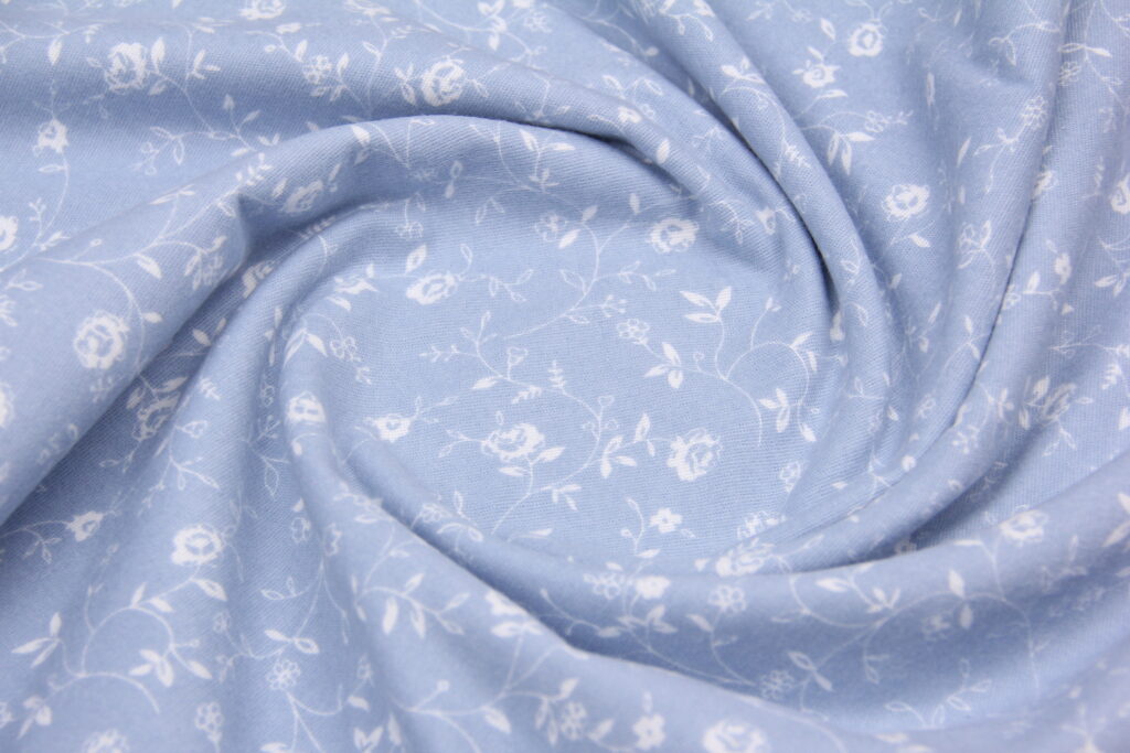 Ткань Фланель Маленькие цветочки Голубой, Турция, ширина 240 см, плотность 160 г/м2