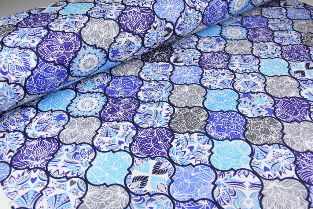 Ткань скатертная с тефлоновой пропиткой Марокко с узором Синий