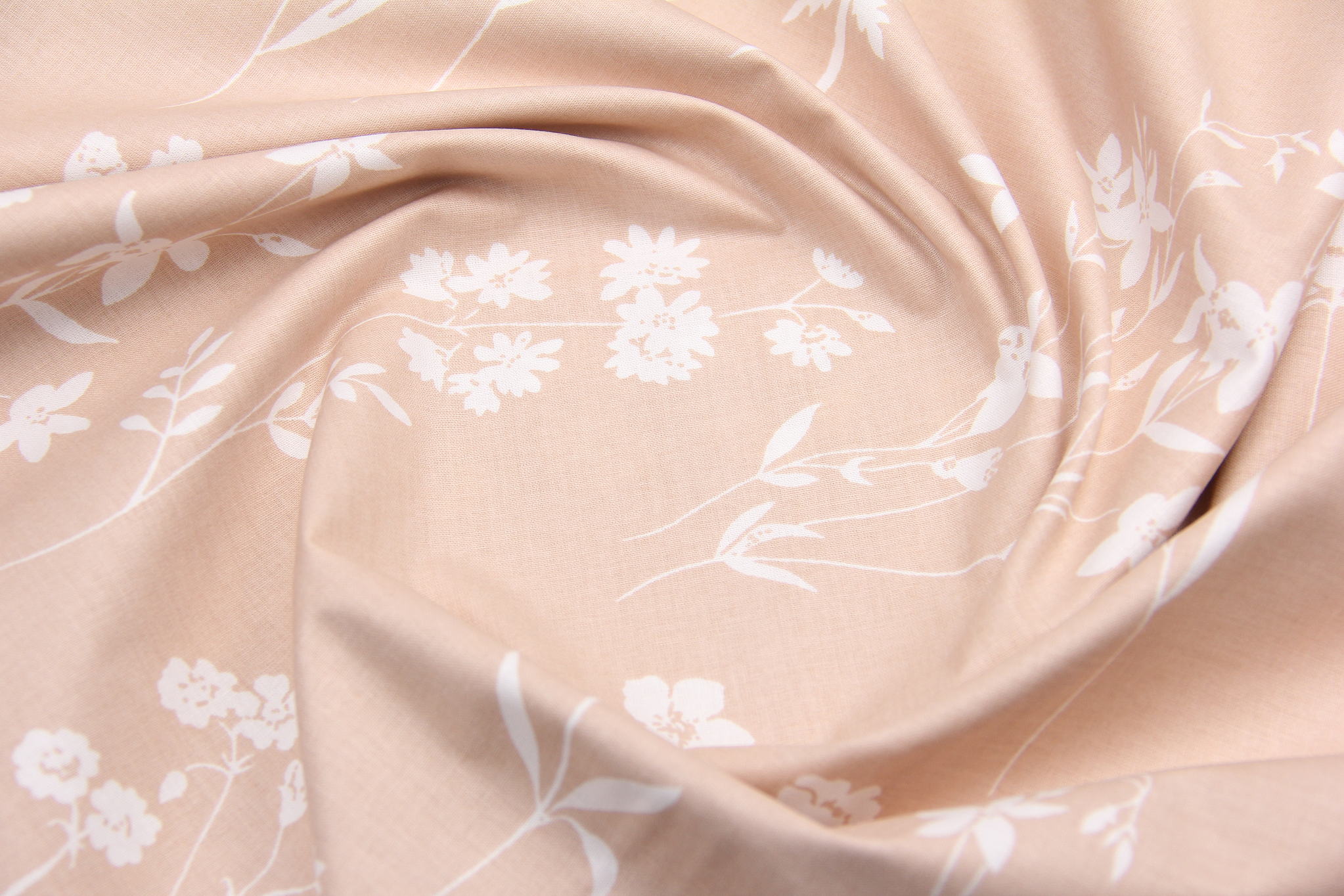 Ткань Ранфорс Соцветия Персиковый, Турция, ширина 240 см, плотность 135 г/м2