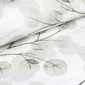 Ткань Ранфорс Акварельные листья Оливковый, Турция, ширина 240 см, плотность 135 г/м2