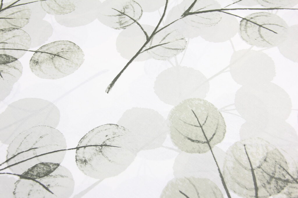 Ткань Ранфорс Акварельные листья Оливковый, Турция, ширина 240 см, плотность 135 г/м2