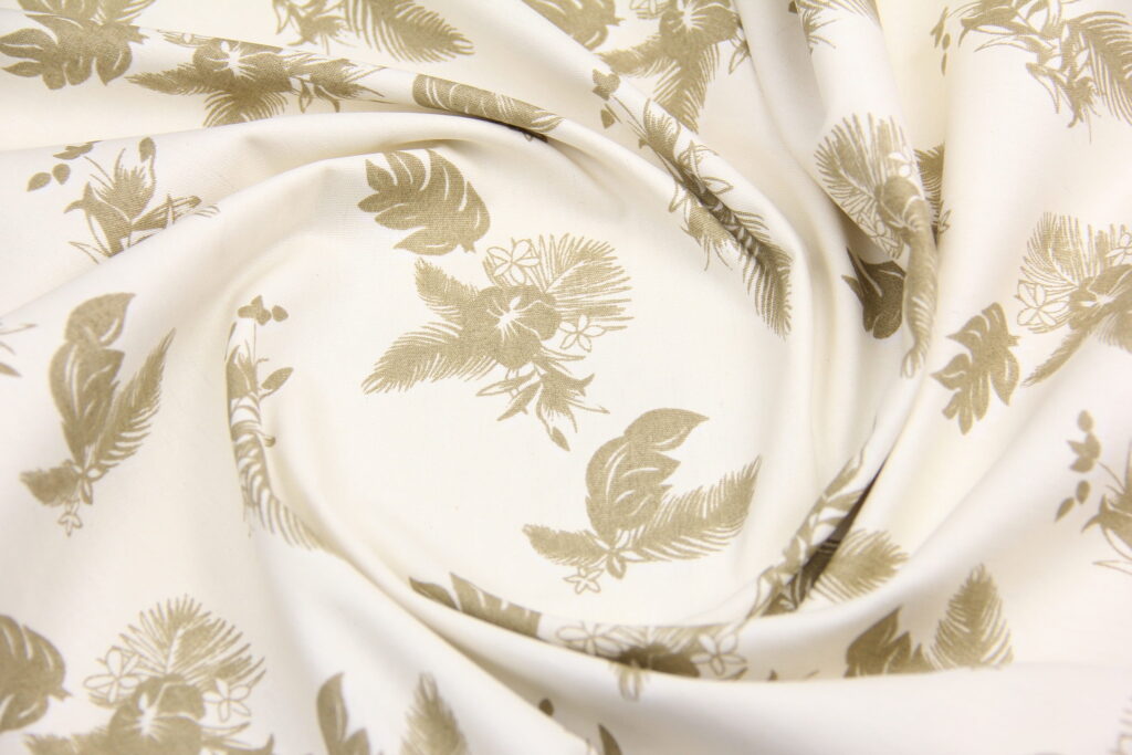 Ткань Тик наперниковый Цветочек и перо Крем, Турция, ширина 160 см, 100% хлопок