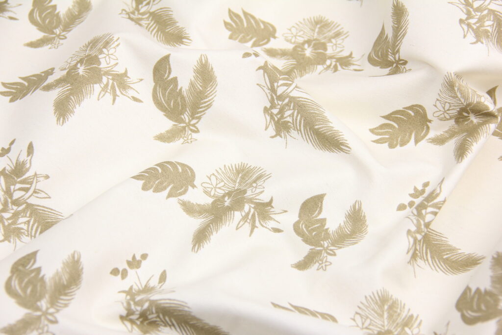Ткань Тик наперниковый Цветочек и перо Крем, Турция, ширина 160 см, 100% хлопок
